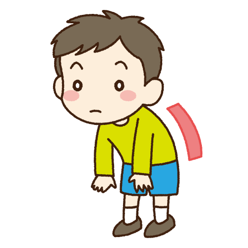 背中を丸めて立つ子供のイラスト